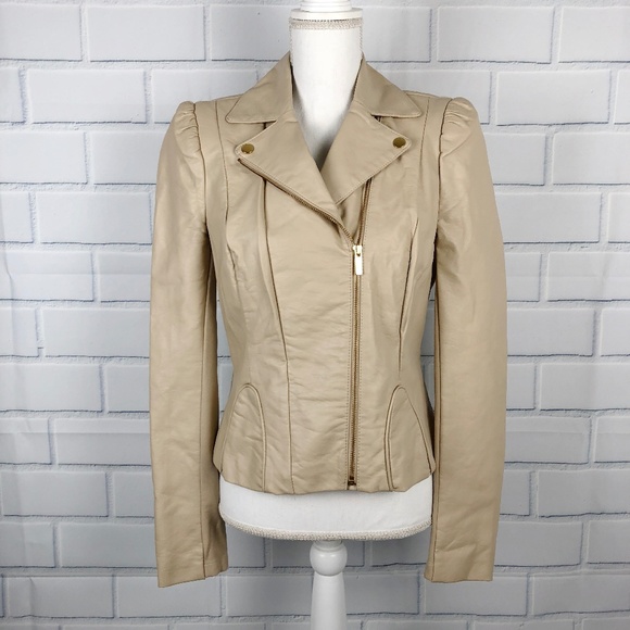 bebe Jackets & Blazers - Bebe Vegan Tan Leather Jacket Size Medium